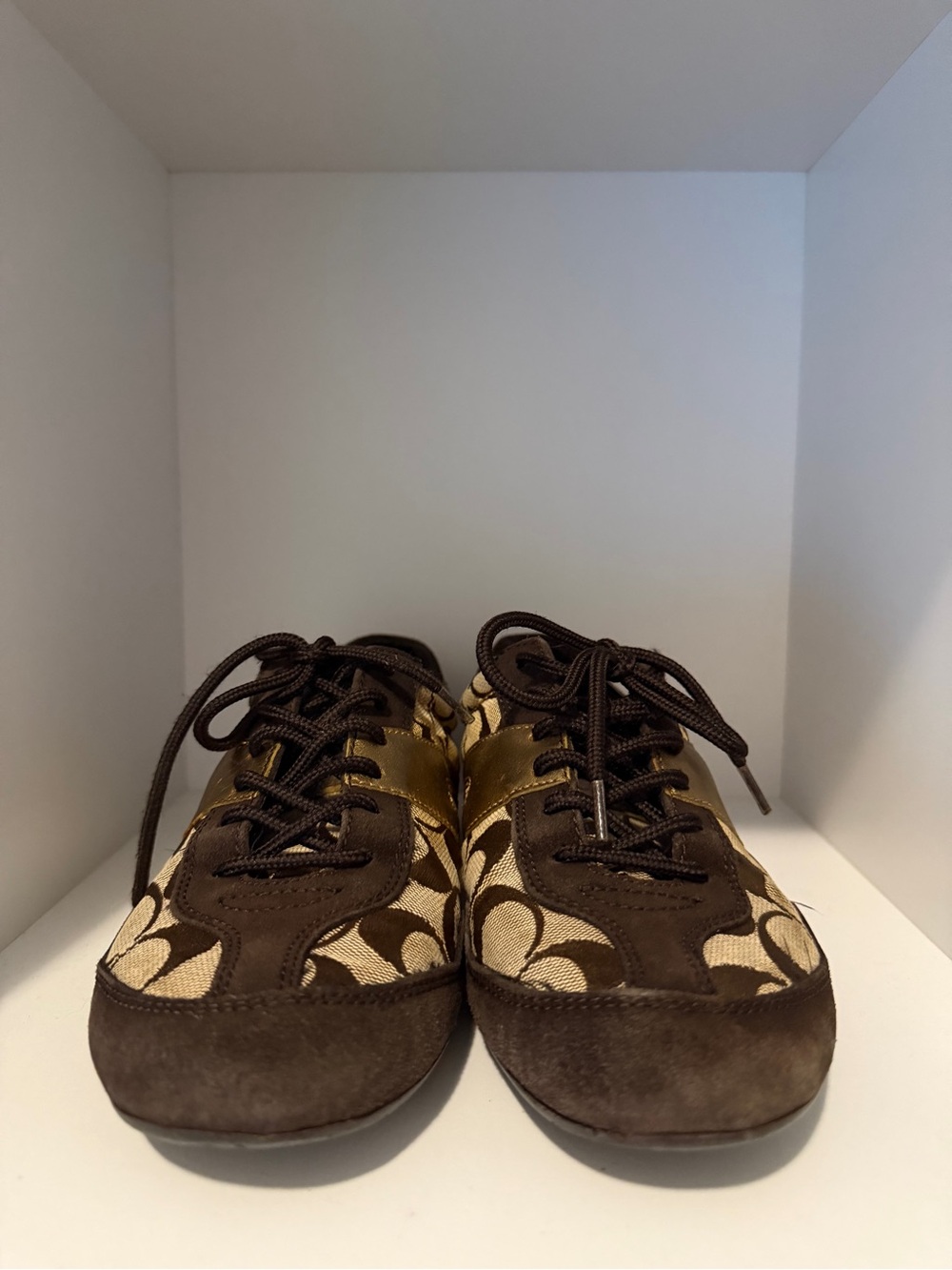 Coach Brown and Beige Signature Logo Sneakers